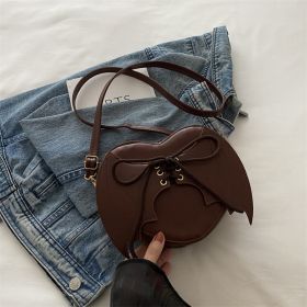 Heart Shape Bag Strap Design Bat Wings One Shoulder Crossbody Bag (Option: Brown)