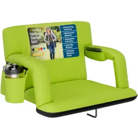 Alpcour Reclining Stadium Seat - Waterproof Foldable Camping Chair With Extra Thick Padding And Wide Back Support (Option: Lime-ExtraWide)