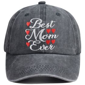 Best Mom Ever Hat For Women, Adjustable Embroidered Wash Cotton Baseball Cap (Option: grey)