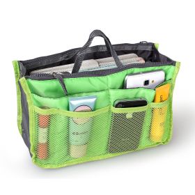Women Lady Travel Insert Handbag Organizer Makeup Bags Toiletry Purse Liner With Hand Strap (Option: Green)