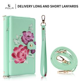 Crossbody Wallet Case For Phone 17 Pro Max 6.9 Inch Magnetic Detachable Floral PU Leather Phone Case With RFID Blocking Card Holder Wristlet Mirror Fl (Option: X13443A)