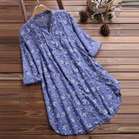 Stand Collar Loose Casual Women's Shirt (Option: Blue-M)