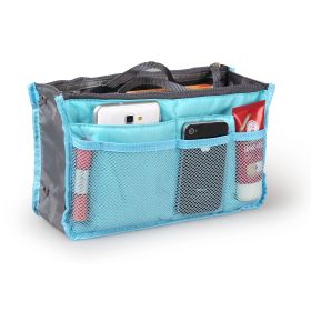 Women Lady Travel Insert Handbag Organizer Makeup Bags Toiletry Purse Liner With Hand Strap (Option: Blue)