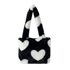 Fashion Love Heart Womens Furry Fluffy Bag (Option: Black)