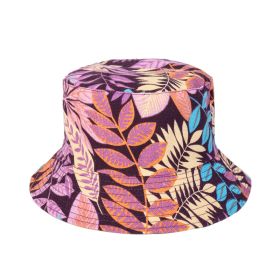 European And American New Printing Bucket Hat Women's Spring And Summer Canvas Hat Travel Beach Double-sided Wear Bucket Hat Generation Hair (Option: Purple-M)