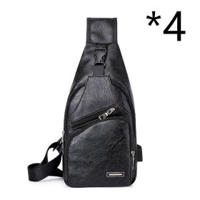 Casual Fashion Men's USB Charging Chest Bag (Option: 4pcs Black)