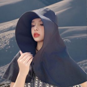 Sun Protection Hat,UV Neck Protection Beach (Option: Black)