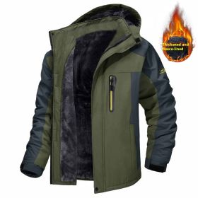 Casual Fleece And Thick Men's Mid-length Coat (Option: Dark Green-L)