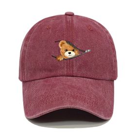 Cotton Retro Washed Sun Outdoor Fishing Hat (Option: Wine red-M)