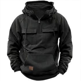 Men's Solid Color Casual Sweatshirt (Option: Black-M)