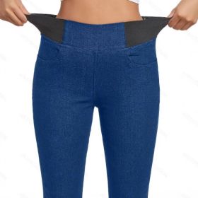 Fleece Padded Jeans Women's Slim Fit All-matching Skinny Pants (Option: Blue-S)