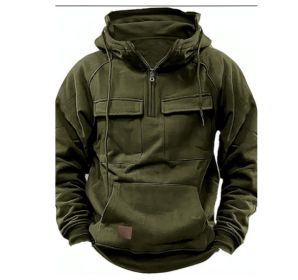 Men's Solid Color Casual Sweatshirt (Option: Military Green-XL)