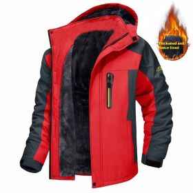 Casual Fleece And Thick Men's Mid-length Coat (Option: Red-5XL)
