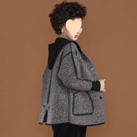 Middle-aged And Elderly Women Spring And Autumn Short Coat Plus Size Western Style Thin Top (Option: Gray-L)