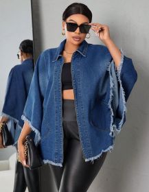 Fashion Loose Lapels Batwing-sleeved Jacket Coat (Option: Blue-M)