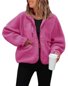 Polar Fleece Sports And Leisure Sweater Jacket Top (Option: Rose red-M)