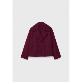 Ins Double-breasted Lapel Blazer Jacket Fashion Loose Woolen Short Coat Elegant Commuting Women's Clothing (Option: Red-M)