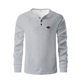 Waffle Buckle Quick-drying Raglan Henry Long Sleeve (Option: Light gray-M)