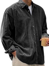 Casual Loose Men's Autumn And Winter Thick Shirt Jacket (Option: Black-M)