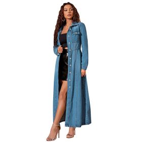 Denim Button Cardigan Jacket Dress (Option: Light Blue-M)