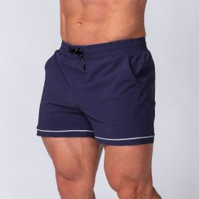 Fitness Quick-drying Sport Running Training Outdoor Beach Shorts (Option: Navy blue-L)