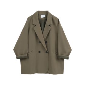 Korean Style Thin Looking Fashion Ins Vintage Blazer (Option: Khaki-M)