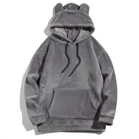 Men's Casual Cool Fashion Sweater Coral Fleece Jacket (Option: Gray-M)