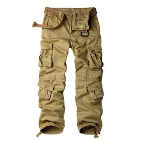 Three-dimensional Pocket Overalls Men's Multi-pocket (Option: Eight Pockets Khaki-30)