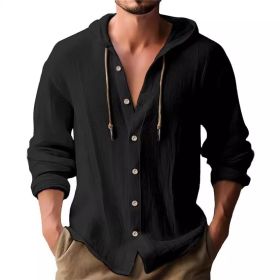 Men's Casual Long-sleeved Top (Option: Black-M)