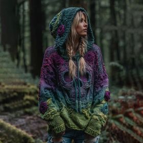 Autumn And Winter Relaxed-fit Hoodie Top Casual Drop-shoulder Vintage Printed Sweater (Option: WYUT15479-M)