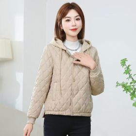 Casual Slimming Short Hooded Warm Jacket (Option: Beige-XL)