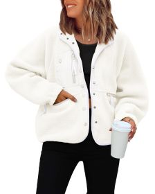 Polar Fleece Sports And Leisure Sweater Jacket Top (Option: White-M)