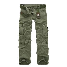 Three-dimensional Pocket Overalls Men's Multi-pocket (Option: Eight Pockets Grass Green-30)