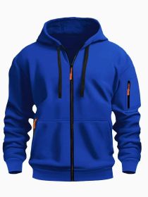 Zipper Hooded Sweatshirt Men's Sports Casual Cardigan Coat (Option: Sapphire Blue-M)