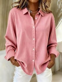 Women's Corduroy Casual Shirt (Option: Pink-XXXL)