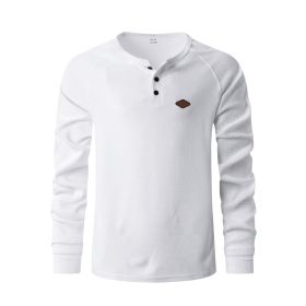 Waffle Buckle Quick-drying Raglan Henry Long Sleeve (Option: White-L)