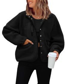 Polar Fleece Sports And Leisure Sweater Jacket Top (Option: Black-L)