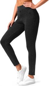 High Waist Slimming Hip Raise Tight Double Pocket Sports Casual Ankle Banded Pants (Option: Black-XL)