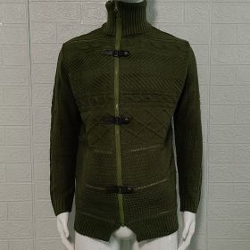 Autumn And Winter Turtleneck Men's Cardigan Coat (Option: Army Green-L)