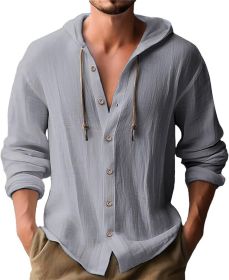 Men's Casual Long-sleeved Top (Option: Gray-XXL)