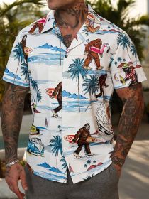 Fashion Men's Casual Floral Print Special-interest Design Shirt (Option: 2 Models-L)