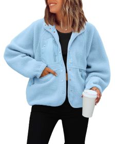 Polar Fleece Sports And Leisure Sweater Jacket Top (Option: Light Blue-L)