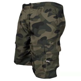 Men's Casual Working Pants Shorts Loose Summer Outdoor Workout Pants (Option: Camouflage Green-L)