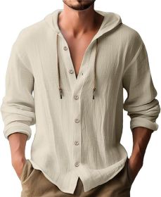 Men's Casual Long-sleeved Top (Option: Khaki-L)