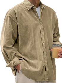 Casual Loose Men's Autumn And Winter Thick Shirt Jacket (Option: Khaki-L)