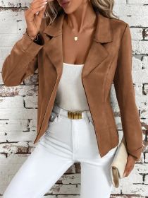 Autumn And Winter Elegant Slim Slimming Women's Jacket Cardigan Jacket (Option: Brown-L)