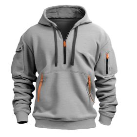 Dropped Shoulder Hooded Sweatshirt Men's Women's Plus Size Loose Pullover Fashion Sweatshirt (Option: Light Gray-M-2pcs)