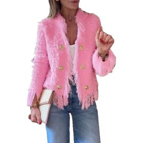 European And American Fashion Elegant Niche Tassel Jacket Women (Option: Pink-2XL)