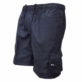 Men's Casual Working Pants Shorts Loose Summer Outdoor Workout Pants (Option: Navy blue-L)