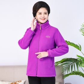 Middle-aged And Elderly Thickened Fleece Hooded Sweatshirt (Option: Light Purple-3XL)
